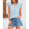 imageBTFBM Women Summer Eyelet Tops Dressy Casual V Neck Ruffle Cap Sleeve Cotton Boho Shirts Lace Embroidered Blouses 2025Light Blue