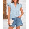 imageBTFBM Women Summer Eyelet Tops Dressy Casual V Neck Ruffle Cap Sleeve Cotton Boho Shirts Lace Embroidered Blouses 2025Light Blue