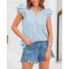 imageBTFBM Women Summer Eyelet Tops Dressy Casual V Neck Ruffle Cap Sleeve Cotton Boho Shirts Lace Embroidered Blouses 2025Light Blue