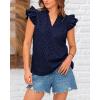 imageBTFBM Women Summer Eyelet Tops Dressy Casual V Neck Ruffle Cap Sleeve Cotton Boho Shirts Lace Embroidered Blouses 2025Navy