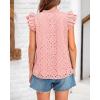 imageBTFBM Women Summer Eyelet Tops Dressy Casual V Neck Ruffle Cap Sleeve Cotton Boho Shirts Lace Embroidered Blouses 2025Pink