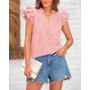 imageBTFBM Women Summer Eyelet Tops Dressy Casual V Neck Ruffle Cap Sleeve Cotton Boho Shirts Lace Embroidered Blouses 2025Pink