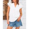 imageBTFBM Women Summer Eyelet Tops Dressy Casual V Neck Ruffle Cap Sleeve Cotton Boho Shirts Lace Embroidered Blouses 2025White