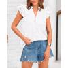 imageBTFBM Women Summer Eyelet Tops Dressy Casual V Neck Ruffle Cap Sleeve Cotton Boho Shirts Lace Embroidered Blouses 2025White