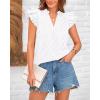 imageBTFBM Women Summer Eyelet Tops Dressy Casual V Neck Ruffle Cap Sleeve Cotton Boho Shirts Lace Embroidered Blouses 2025White