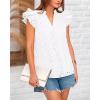 imageBTFBM Women Summer Eyelet Tops Dressy Casual V Neck Ruffle Cap Sleeve Cotton Boho Shirts Lace Embroidered Blouses 2025White