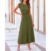 imageBTFBM Women Two Piece Skirt Set Summer 2025 Casual Vacation Crew Neck Short Sleeve Cropped Top Elastic Waist Midi SkirtsSolid Army Green