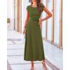 imageBTFBM Women Two Piece Skirt Set Summer 2025 Casual Vacation Crew Neck Short Sleeve Cropped Top Elastic Waist Midi SkirtsSolid Army Green
