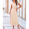 imageBTFBM Women Two Piece Skirt Set Summer 2025 Casual Vacation Crew Neck Short Sleeve Cropped Top Elastic Waist Midi SkirtsSolid Beige