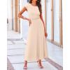 imageBTFBM Women Two Piece Skirt Set Summer 2025 Casual Vacation Crew Neck Short Sleeve Cropped Top Elastic Waist Midi SkirtsSolid Beige