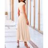 imageBTFBM Women Two Piece Skirt Set Summer 2025 Casual Vacation Crew Neck Short Sleeve Cropped Top Elastic Waist Midi SkirtsSolid Beige