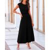 imageBTFBM Women Two Piece Skirt Set Summer 2025 Casual Vacation Crew Neck Short Sleeve Cropped Top Elastic Waist Midi SkirtsSolid Black