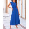 imageBTFBM Women Two Piece Skirt Set Summer 2025 Casual Vacation Crew Neck Short Sleeve Cropped Top Elastic Waist Midi SkirtsSolid Blue