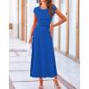 imageBTFBM Women Two Piece Skirt Set Summer 2025 Casual Vacation Crew Neck Short Sleeve Cropped Top Elastic Waist Midi SkirtsSolid Blue