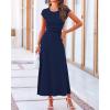 imageBTFBM Women Two Piece Skirt Set Summer 2025 Casual Vacation Crew Neck Short Sleeve Cropped Top Elastic Waist Midi SkirtsSolid Dark Blue