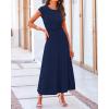 imageBTFBM Women Two Piece Skirt Set Summer 2025 Casual Vacation Crew Neck Short Sleeve Cropped Top Elastic Waist Midi SkirtsSolid Dark Blue