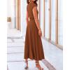 imageBTFBM Women Two Piece Skirt Set Summer 2025 Casual Vacation Crew Neck Short Sleeve Cropped Top Elastic Waist Midi SkirtsSolid Dark Brown