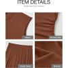 imageBTFBM Women Two Piece Skirt Set Summer 2025 Casual Vacation Crew Neck Short Sleeve Cropped Top Elastic Waist Midi SkirtsSolid Dark Brown