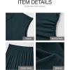 imageBTFBM Women Two Piece Skirt Set Summer 2025 Casual Vacation Crew Neck Short Sleeve Cropped Top Elastic Waist Midi SkirtsSolid Dark Green