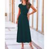imageBTFBM Women Two Piece Skirt Set Summer 2025 Casual Vacation Crew Neck Short Sleeve Cropped Top Elastic Waist Midi SkirtsSolid Dark Green