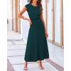 imageBTFBM Women Two Piece Skirt Set Summer 2025 Casual Vacation Crew Neck Short Sleeve Cropped Top Elastic Waist Midi SkirtsSolid Dark Green