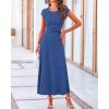 imageBTFBM Women Two Piece Skirt Set Summer 2025 Casual Vacation Crew Neck Short Sleeve Cropped Top Elastic Waist Midi SkirtsSolid Deep Blue