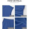 imageBTFBM Women Two Piece Skirt Set Summer 2025 Casual Vacation Crew Neck Short Sleeve Cropped Top Elastic Waist Midi SkirtsSolid Deep Blue