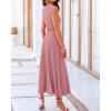 imageBTFBM Women Two Piece Skirt Set Summer 2025 Casual Vacation Crew Neck Short Sleeve Cropped Top Elastic Waist Midi SkirtsSolid Dusty Pink