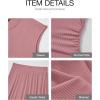 imageBTFBM Women Two Piece Skirt Set Summer 2025 Casual Vacation Crew Neck Short Sleeve Cropped Top Elastic Waist Midi SkirtsSolid Dusty Pink