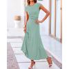 imageBTFBM Women Two Piece Skirt Set Summer 2025 Casual Vacation Crew Neck Short Sleeve Cropped Top Elastic Waist Midi SkirtsSolid Fruit Green