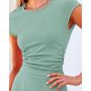 imageBTFBM Women Two Piece Skirt Set Summer 2025 Casual Vacation Crew Neck Short Sleeve Cropped Top Elastic Waist Midi SkirtsSolid Fruit Green
