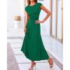 imageBTFBM Women Two Piece Skirt Set Summer 2025 Casual Vacation Crew Neck Short Sleeve Cropped Top Elastic Waist Midi SkirtsSolid Green