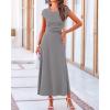 imageBTFBM Women Two Piece Skirt Set Summer 2025 Casual Vacation Crew Neck Short Sleeve Cropped Top Elastic Waist Midi SkirtsSolid Grey