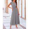 imageBTFBM Women Two Piece Skirt Set Summer 2025 Casual Vacation Crew Neck Short Sleeve Cropped Top Elastic Waist Midi SkirtsSolid Grey