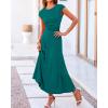 imageBTFBM Women Two Piece Skirt Set Summer 2025 Casual Vacation Crew Neck Short Sleeve Cropped Top Elastic Waist Midi SkirtsSolid Lake Green