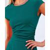 imageBTFBM Women Two Piece Skirt Set Summer 2025 Casual Vacation Crew Neck Short Sleeve Cropped Top Elastic Waist Midi SkirtsSolid Lake Green
