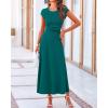 imageBTFBM Women Two Piece Skirt Set Summer 2025 Casual Vacation Crew Neck Short Sleeve Cropped Top Elastic Waist Midi SkirtsSolid Lake Green