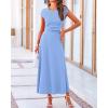 imageBTFBM Women Two Piece Skirt Set Summer 2025 Casual Vacation Crew Neck Short Sleeve Cropped Top Elastic Waist Midi SkirtsSolid Light Blue