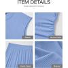 imageBTFBM Women Two Piece Skirt Set Summer 2025 Casual Vacation Crew Neck Short Sleeve Cropped Top Elastic Waist Midi SkirtsSolid Light Blue