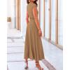imageBTFBM Women Two Piece Skirt Set Summer 2025 Casual Vacation Crew Neck Short Sleeve Cropped Top Elastic Waist Midi SkirtsSolid Light Brown