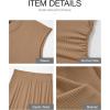 imageBTFBM Women Two Piece Skirt Set Summer 2025 Casual Vacation Crew Neck Short Sleeve Cropped Top Elastic Waist Midi SkirtsSolid Light Brown