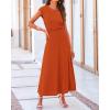 imageBTFBM Women Two Piece Skirt Set Summer 2025 Casual Vacation Crew Neck Short Sleeve Cropped Top Elastic Waist Midi SkirtsSolid Orange