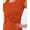 imageBTFBM Women Two Piece Skirt Set Summer 2025 Casual Vacation Crew Neck Short Sleeve Cropped Top Elastic Waist Midi SkirtsSolid Orange