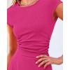 imageBTFBM Women Two Piece Skirt Set Summer 2025 Casual Vacation Crew Neck Short Sleeve Cropped Top Elastic Waist Midi SkirtsSolid Rose Red
