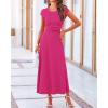 imageBTFBM Women Two Piece Skirt Set Summer 2025 Casual Vacation Crew Neck Short Sleeve Cropped Top Elastic Waist Midi SkirtsSolid Rose Red