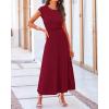 imageBTFBM Women Two Piece Skirt Set Summer 2025 Casual Vacation Crew Neck Short Sleeve Cropped Top Elastic Waist Midi SkirtsSolid Wine Red