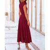 imageBTFBM Women Two Piece Skirt Set Summer 2025 Casual Vacation Crew Neck Short Sleeve Cropped Top Elastic Waist Midi SkirtsSolid Wine Red