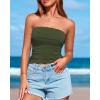 imageBTFBM Womens Strapless Tube Tops Summer Spring Clothes 2025 Trendy Casual Ruched Stretchy Going Out Bodycon Bandeau TopArmy Green
