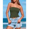 imageBTFBM Womens Strapless Tube Tops Summer Spring Clothes 2025 Trendy Casual Ruched Stretchy Going Out Bodycon Bandeau TopArmy Green