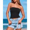 imageBTFBM Womens Strapless Tube Tops Summer Spring Clothes 2025 Trendy Casual Ruched Stretchy Going Out Bodycon Bandeau TopBlack